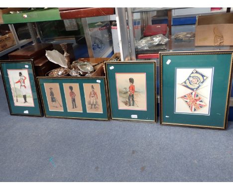 MILITARY INTEREST: A COLLECTION OF PICTURES including an officer from 23rd Foot Royal Welsh Fusiliers 1790, watercolour, two 