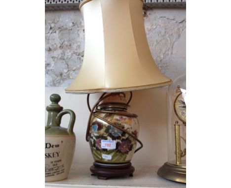 POTTERY TABLE LAMP AND SHADE. H50CM     K5