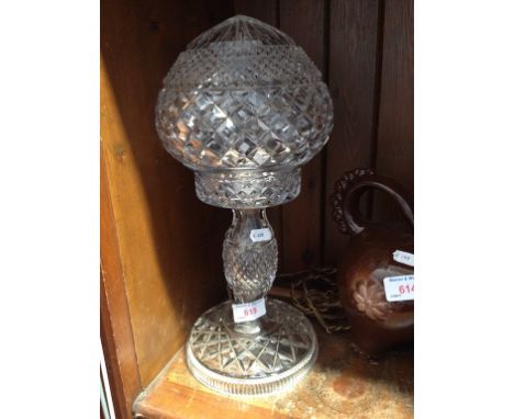 GLASS TABLE LAMP AND SHADE. H36CM