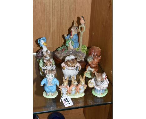 A GROUP OF BESWICK BEATRIX POTTER FIGURES, comprising Flopsy, Mopsy and Cotton-Tail BP-2 backstamp (ear repaired), Tom Kitten
