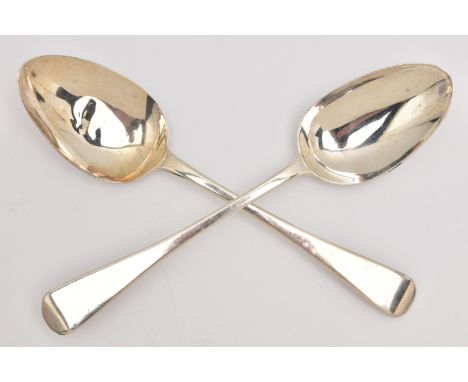 TWO SILVER SERVING SPOONS, both Old English patterns, one hallmarked 'Chawner &amp; Co (George William Adams)' London 1851, t