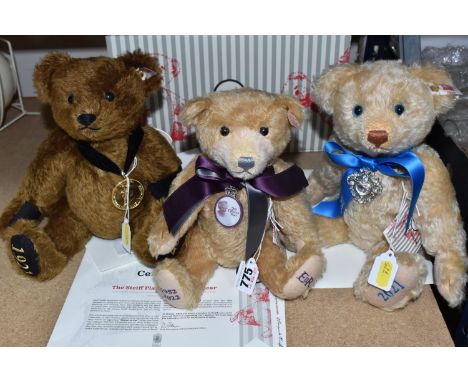 A GROUP OF THREE STEIFF BEARS, comprising a 'The Queen Elizabeth II 95th Birthday Bear' No.925,  numbered white ear tag 69106