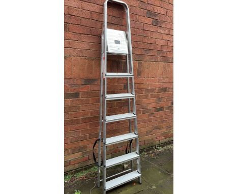 A SET OF UNBRANDED FOLDING STEP LADDERS, height 212cm