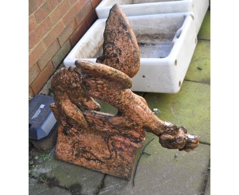 A TERRACOTTA DRAGON ROOFING RIDGE TILE, total height 67cm, Condition Report: both wings appear to have been reattached and al