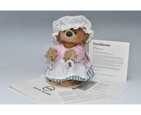 A STEIFF 'MRS. TIGGY-WINKLE', no 690259, limited edition 1419/5000, in brown tipped mohair, height 22cm, gold coloured ear bu