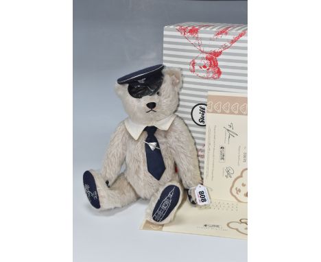 A BOXED STEIFF 'CAPTAIN MACH' -THE CONCORDE BEAR, no 661662, limited edition 675/1500 with certificate, exclusive to Peter Jo
