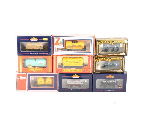 Fourty-five OO gauge model railway wagons; including Bachmann 33-502B 14 ton 'Berry Wiggins' Silver', 37-679 'BP' tank wagon,