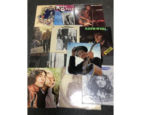 Eleven vinyl LP records mostly singer songwriter music; including Bob Dylan, Carol King, Ralph McTell, Rory Gallagher, Leonar