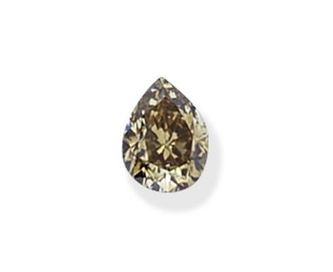 UNMOUNTED FANCY-COLOURED DIAMONDThe pear modified brilliant-cut, Fancy Deep Brownish Greenish Yellow diamond, weighing 0.62 c