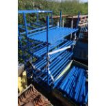 Mobile workshop shelving unit.