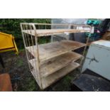 Large mobile shelved trolley.