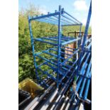 Mobile workshop shelving unit.