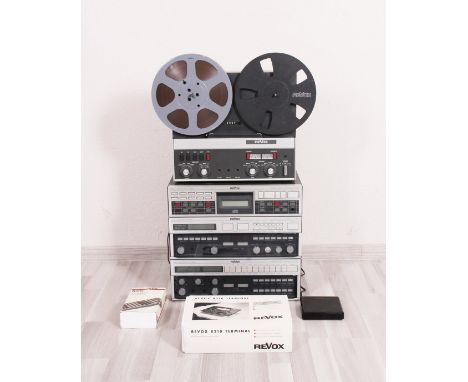 Stereoanlage, Revox, Schweiz, 1980er Jahre, 7-tlg. bestehend aus B251 Verstärker, B225 CD-Player, B261 Tuner, A77 Tonbandgerä