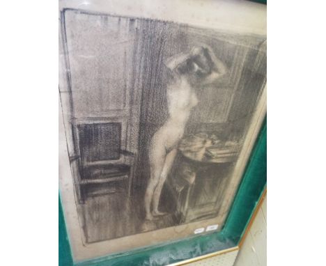 An Albert De Belleroche print, nude female in an interior, signed in pencil