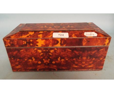A faux tortoiseshell tea caddy, 26 cm wide