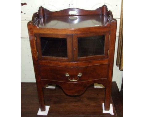 A tray top mahogany night commode, adapted to a cabinet, 60 cm wide