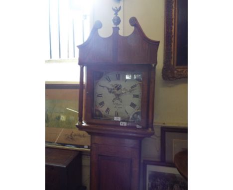 A longcase clock, the 30 cm square painted dial with Roman numerals, signed Wm Preddy Langport, fitted a 30 hour movement, in
