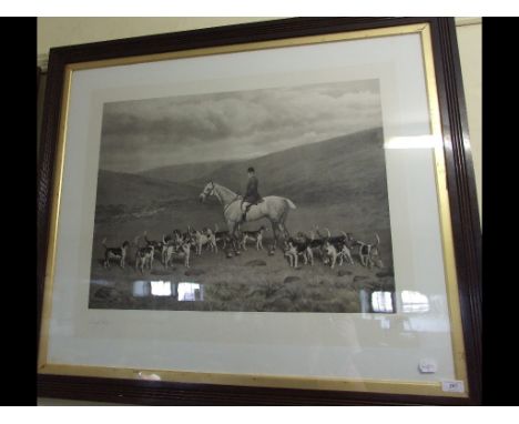 A Cecil Cutler print, huntsman and hounds, signed in pencil and  with a blind stamp