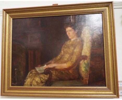 Edwin Ward, a portrait of a seated lady, signed and dated 1887, oil on canvas, 38 x 49 cm