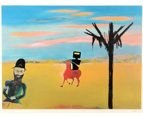 A Sidney Nolan artist proof limited edition print, Ned Kelly approaching Constable Scanlon, 61/75  See illustration