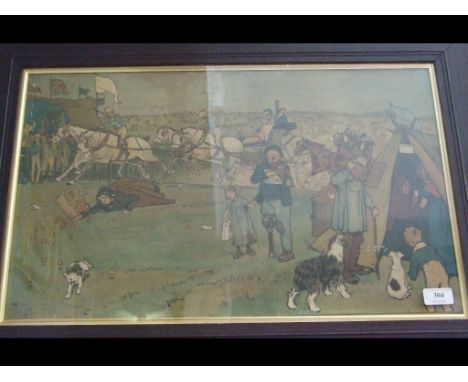 A Cecil Aldin coloured print, the carriage race