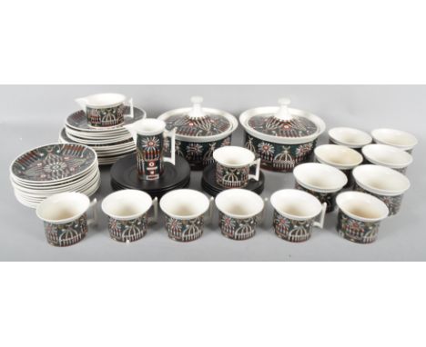 A Portmeirion 'Magic City' pattern part dinner-service, 1960s, printed marks, boldly printed with a city scape with domes, mi