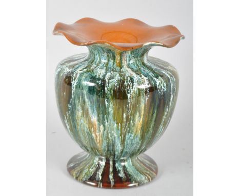 A linthorpe pottery oviform vase, late 19th century impressed marks and shape no, 1785, glazed overall in a molted glaze in g