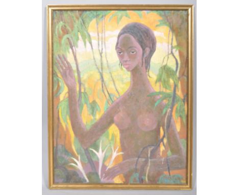Nora Gower, portrait of a female nude, oil on board, circa 1975, signed lower right, framed, 60cm x 45cm (excluding frame)