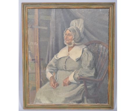 Early 20th century School. Portrait of a lady in a chair, oil on canvas, indistinctly inscribed 'Nora Braham', framed, 60cm x