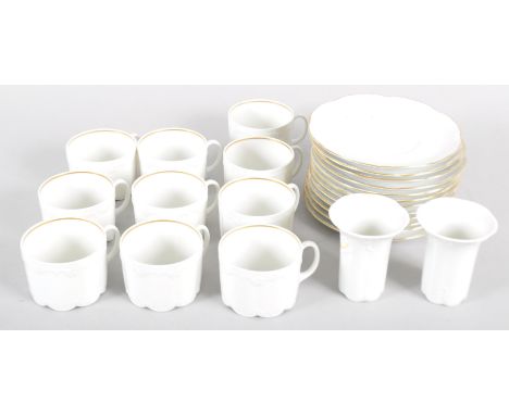 A Rosenthal (Classic Rose Collection) white and gilt part tea and coffee service, 20th century, printed green marks, comprisi