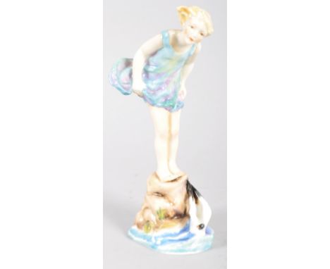 A Royal Worcester figure of 'Sea Breeze' modelled by F.G. Doughty, printed and painted puce marks, date code for 1938, shape 