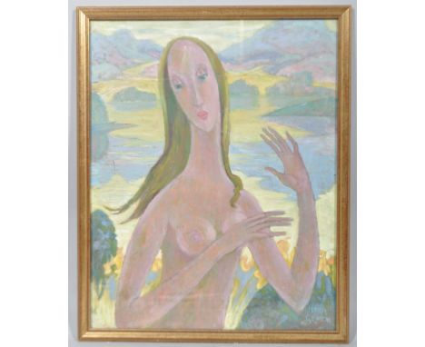 Nora Gower, portrait of a female nude, circa 1975, oil on board, signed lower right, framed, 50cm x 40cm (excluding frame)