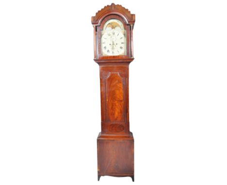 A 19th century eight day longcase clock, the painted dial enscribed Jas Rennie, Carlisle, with subsidiary seconds dial, date 