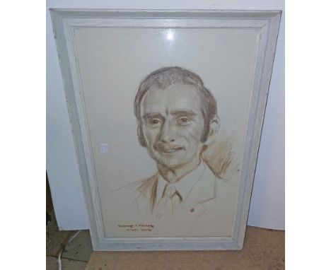 Leonard J Fuller: a charcoal and pencil portrait of a gentleman - signed with St. Ives and dated