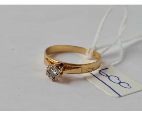 A solitaire diamond ring 18ct gold size R - 2.5 gms 