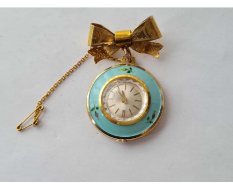 A ladies enamel nurses watch on 9ct suspension bow  