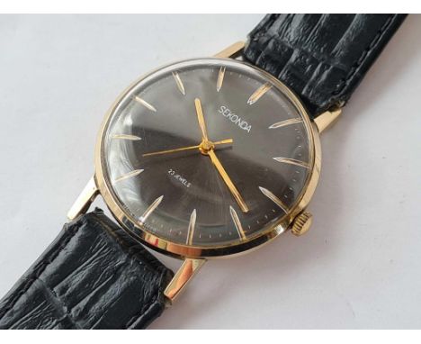 A gents black faced Sekonda wrist watch with seconds sweep W/O 