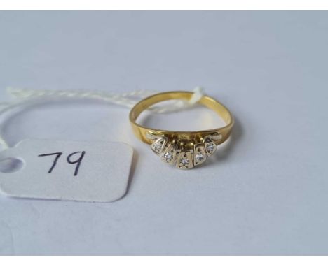 A five stone diamond ring in 18ct gold size K