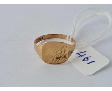 A gents signet ring 9ct size s - 1.8 gms 