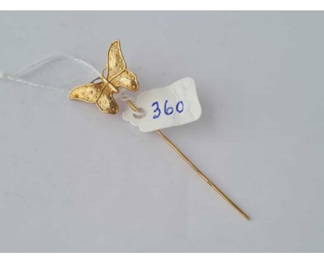 An attractive butterfly terminal stick pin 14ct gold - 1.8 gms 