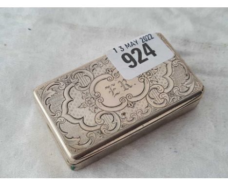 A continental snuff box engraved with scroll work probably Dutch (worn) - 3"" wide - 77 g.