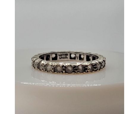 Vintage 9ct gold &amp; diamonds eternity ring , lab made diamonds , 2.4g