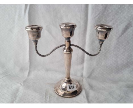Three light candelabrum with two branches. 8.5 inch high. Birmingham 1950