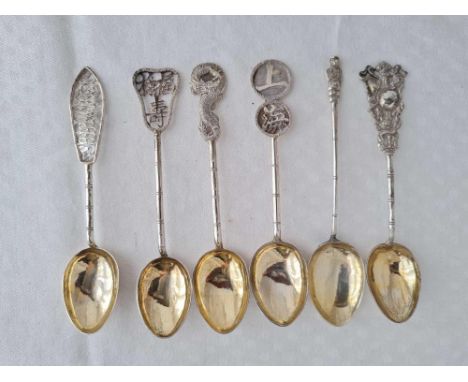 A group of six Chinese silver tea spoons, 82g