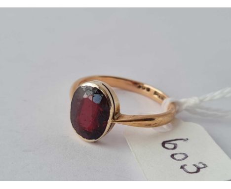 Antique garnet S/S ring stamped 9ct, size M