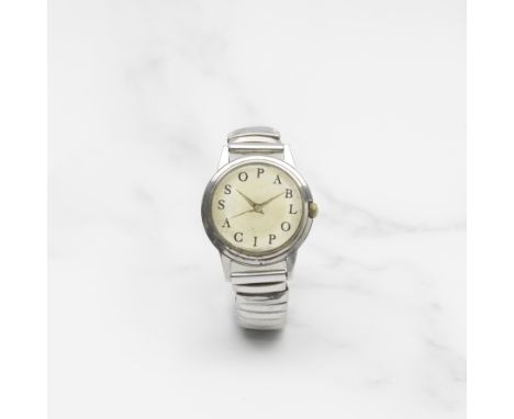 MICHAEL Z. BERGER CO. POUR PABLO PICASSO. TRES RARE MONTRE BRACELET EN ACIER MOUVEMENT MECANIQUE MICHAEL Z. BERGER CO. FOR PA