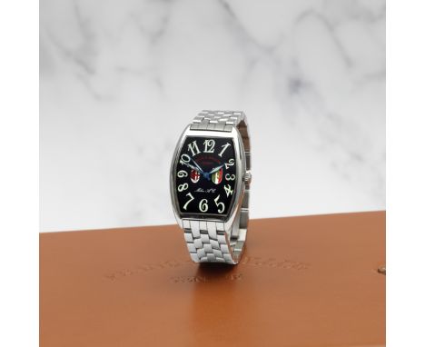 FRANCK MULLER. MONTRE BRACELET EN ACIER DE FORME TONNEAU MOUVEMENT AUTOMATIQUE EDITION LIMITEE CELEBRANT LA 15E VICTOIRE EN C