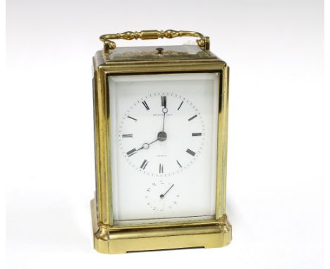 Henry Capt Geneve, brass cased repeater carriage clock with four glass panels, the movement signed and also marked Japy Frere