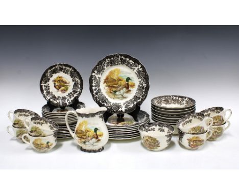 Spode Palissy Game Series tableware, including cups, saucers, side plates and plates, and a jug and sugar bowl(42)