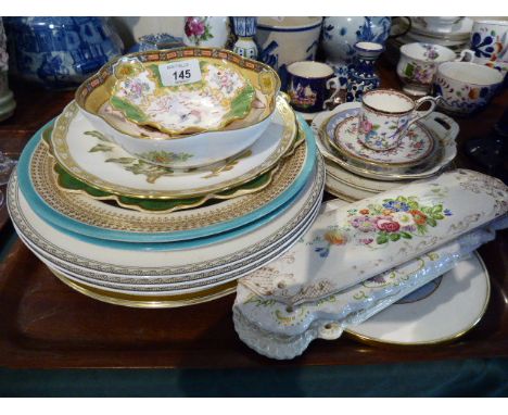 A Collection of Various Decorated Plates, to Include Coalport Pembroke Pattern Cabinet Can and Saucer, Royal Worcester, Royal